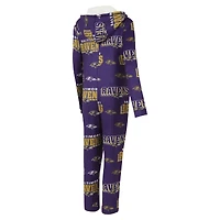 Combinaison de sport violette à imprimé intégral en micropolaire et fermeture éclair intégrale pour femme Concepts Baltimore Ravens Roadway Union
