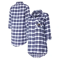 Chemise de nuit à manches longues carreaux pour femme Concepts Sport Baltimore Ravens Sienna pourpre