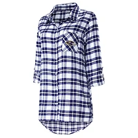 Chemise de nuit à manches longues carreaux pour femme Concepts Sport Baltimore Ravens Sienna pourpre