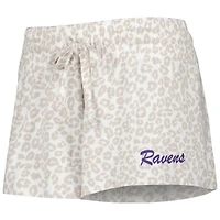Ensemble de nuit Concepts Sport Blanc/Crème Baltimore Ravens Montana T-shirt et short en tricot pour femme