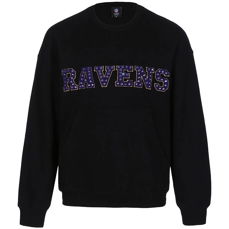Sweat-shirt à bijoux en chenille noir Cuce pour femme des Baltimore Ravens