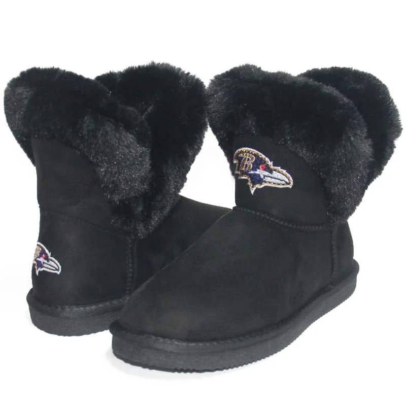 Cuce Bottes noires en fausse fourrure Ravens de Baltimore pour femmes