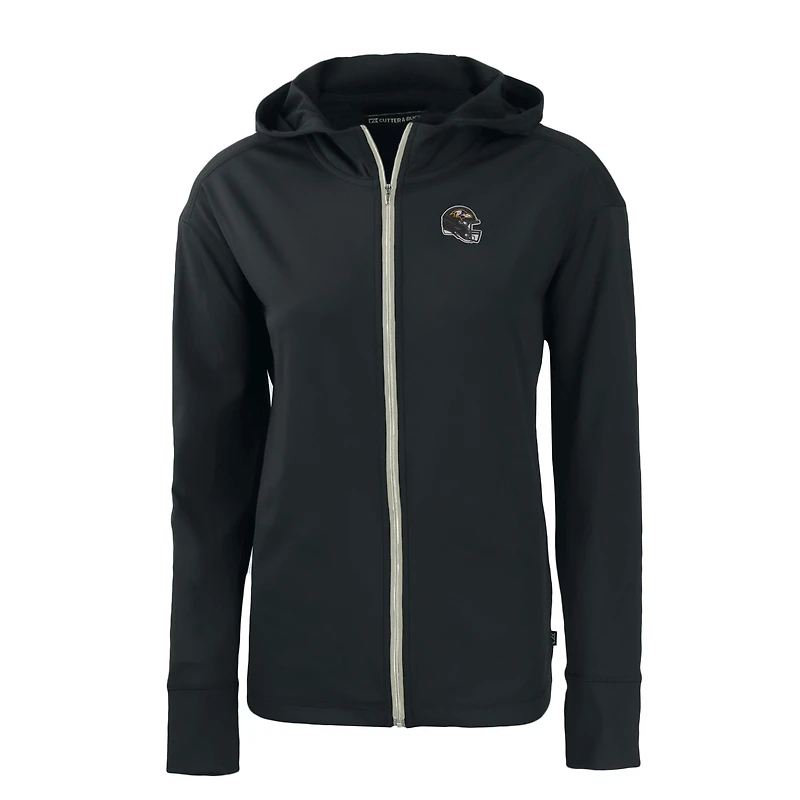 Women's Cutter & Buck  Black Baltimore Ravens Helmet Daybreak Eco Recycled Full-Zip Hoodie