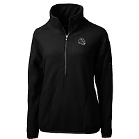Women's Cutter & Buck  Black Baltimore Ravens Helmet Logo Cascade Eco Sherpa Fleece Half-Zip Pullover Jacket