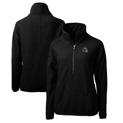 Women's Cutter & Buck  Black Baltimore Ravens Helmet Logo Cascade Eco Sherpa Fleece Half-Zip Pullover Jacket