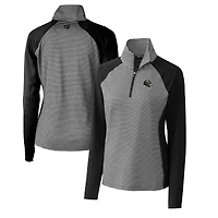Women's Cutter & Buck  Black Baltimore Ravens Helmet Logo DryTec Forge Tonal Stripe Stretch Half-Zip Top