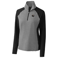 Women's Cutter & Buck  Black Baltimore Ravens Helmet Logo DryTec Forge Tonal Stripe Stretch Half-Zip Top