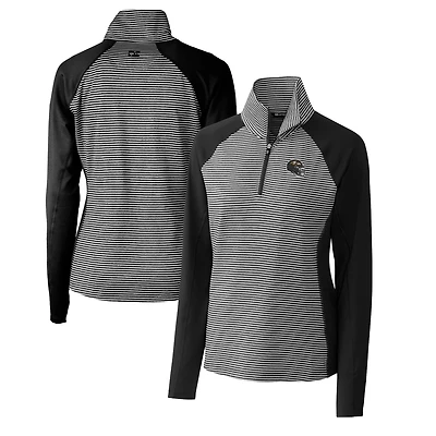 Women's Cutter & Buck  Black Baltimore Ravens Helmet Logo DryTec Forge Tonal Stripe Stretch Half-Zip Top