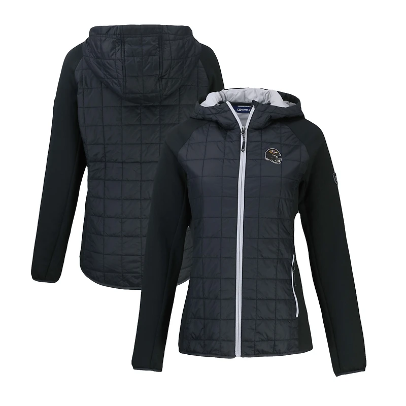 Women's Cutter & Buck Black Baltimore Ravens Helmet Logo Rainier Primaloft Eco Full-Zip Hybrid Jacket