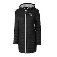 Women's Cutter & Buck  Black Baltimore Ravens Helmet Logo Rainier Primaloft Eco Insulated Hooded Long Coat