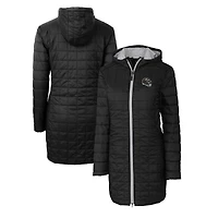 Women's Cutter & Buck  Black Baltimore Ravens Helmet Logo Rainier Primaloft Eco Insulated Hooded Long Coat
