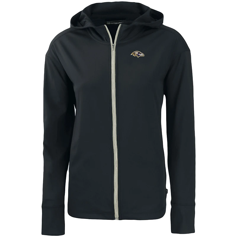 Women's Cutter & Buck Black Baltimore Ravens Primary Mark Daybreak Eco Recycled Full-Zip Hoodie