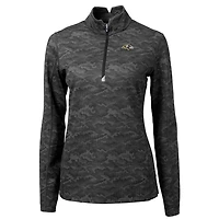 Women's Cutter & Buck Black Baltimore Ravens Traverse Camo Print Stretch Quarter-Zip Pullover Top