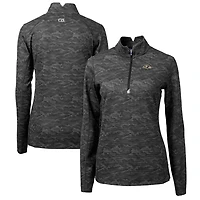 Women's Cutter & Buck Black Baltimore Ravens Traverse Camo Print Stretch Quarter-Zip Pullover Top
