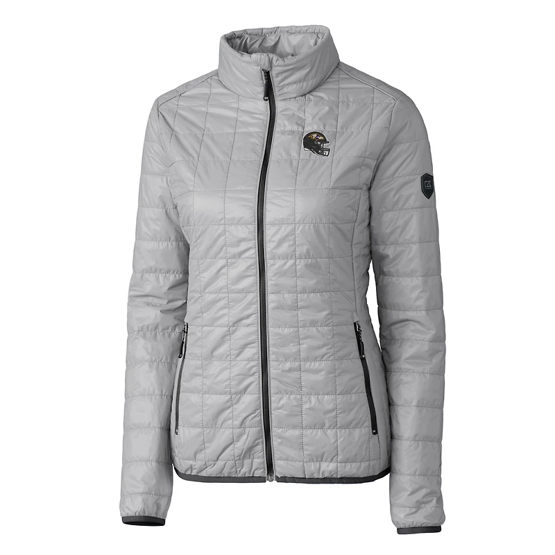 Women's Cutter & Buck  Gray Baltimore Ravens Helmet Logo Rainier PrimaLoft Eco Insulated Full-Zip Puffer Jacket