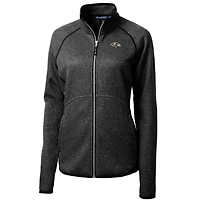 Women's Cutter & Buck Heathered Charcoal Baltimore Ravens Mainsail Sweater-Knit Full-Zip Jacket