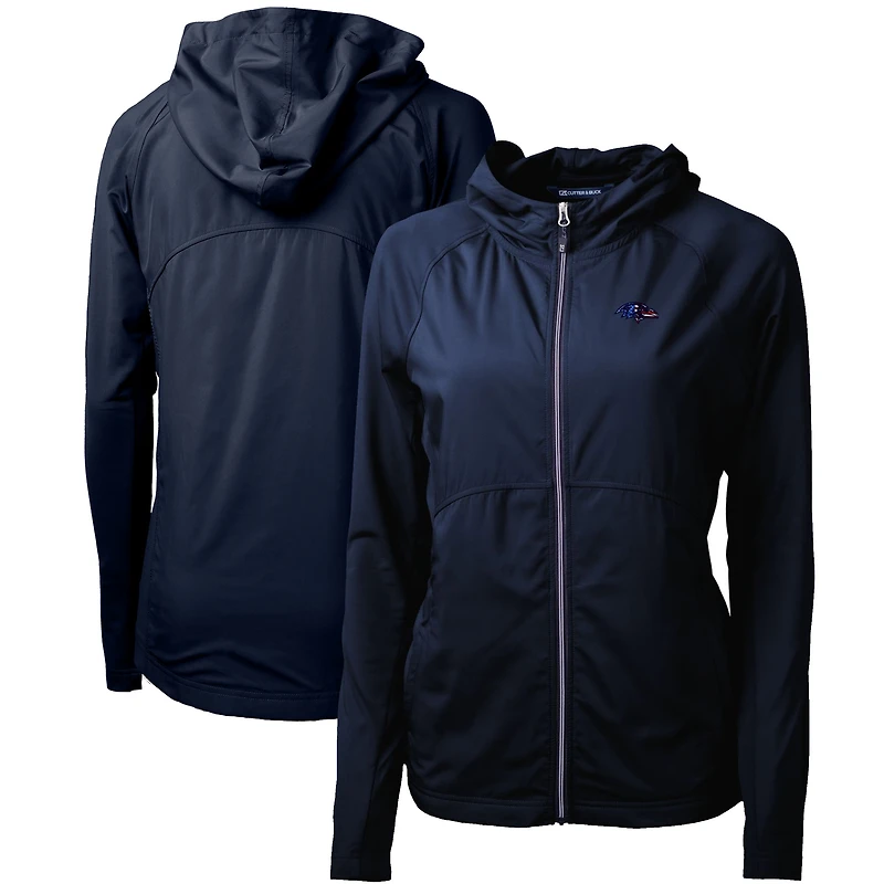 Veste zippée intégrale Cutter & Buck bleu marine Baltimore Ravens Adapt Eco Knit pour femme