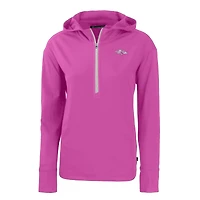 Sweat à capuche demi-zip écologique recyclé Daybreak des Baltimore Ravens pour femme Cutter & Buck rose