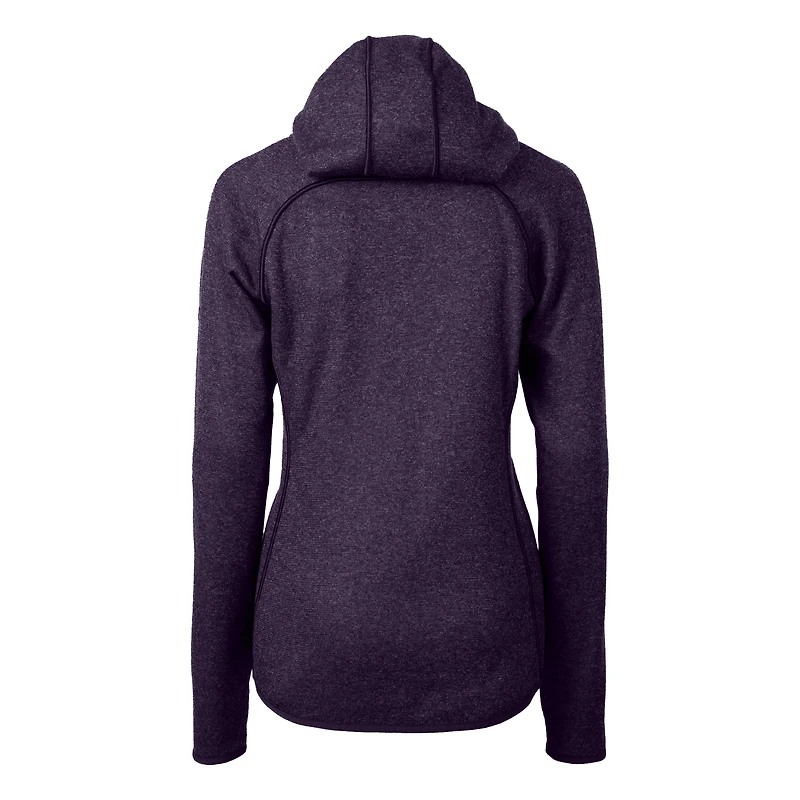 Women's Cutter & Buck  Purple Baltimore Ravens Helmet Logo Mainsail Sweater-Knit Full-Zip Hoodie