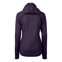 Women's Cutter & Buck  Purple Baltimore Ravens Helmet Logo Mainsail Sweater-Knit Full-Zip Hoodie