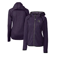 Women's Cutter & Buck  Purple Baltimore Ravens Helmet Logo Mainsail Sweater-Knit Full-Zip Hoodie