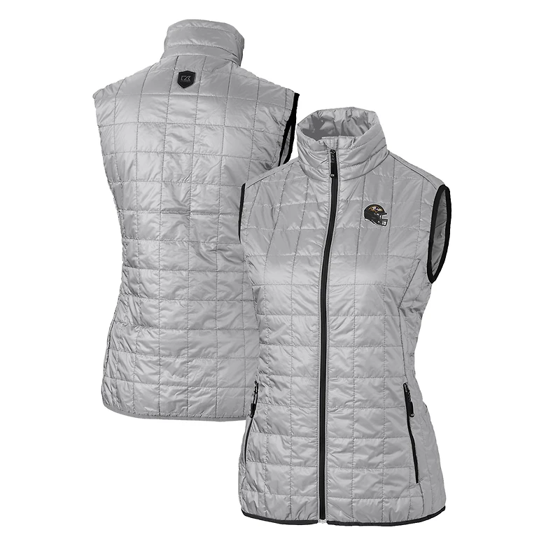 Women's Cutter & Buck  Silver Baltimore Ravens Helmet Logo Rainier PrimaLoft Eco Insulated Full-Zip Puffer Vest