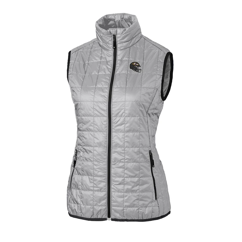 Women's Cutter & Buck  Silver Baltimore Ravens Helmet Logo Rainier PrimaLoft Eco Insulated Full-Zip Puffer Vest