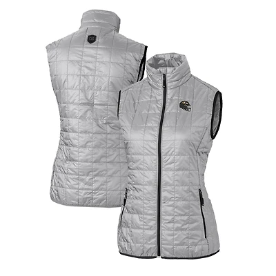 Women's Cutter & Buck  Silver Baltimore Ravens Helmet Logo Rainier PrimaLoft Eco Insulated Full-Zip Puffer Vest