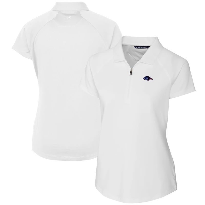 Polo extensible Forge blanc pour femme Cutter & Buck des Baltimore Ravens