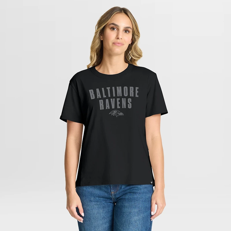 Women's Fanatics Black Baltimore Ravens Blackout Kneel Down Legacy T-Shirt