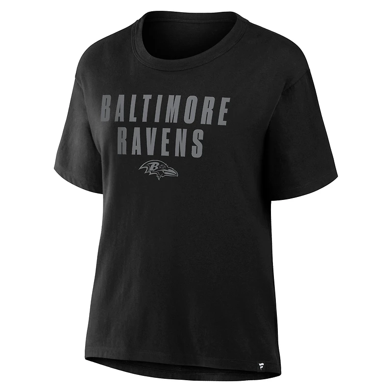 Women's Fanatics Black Baltimore Ravens Blackout Kneel Down Legacy T-Shirt