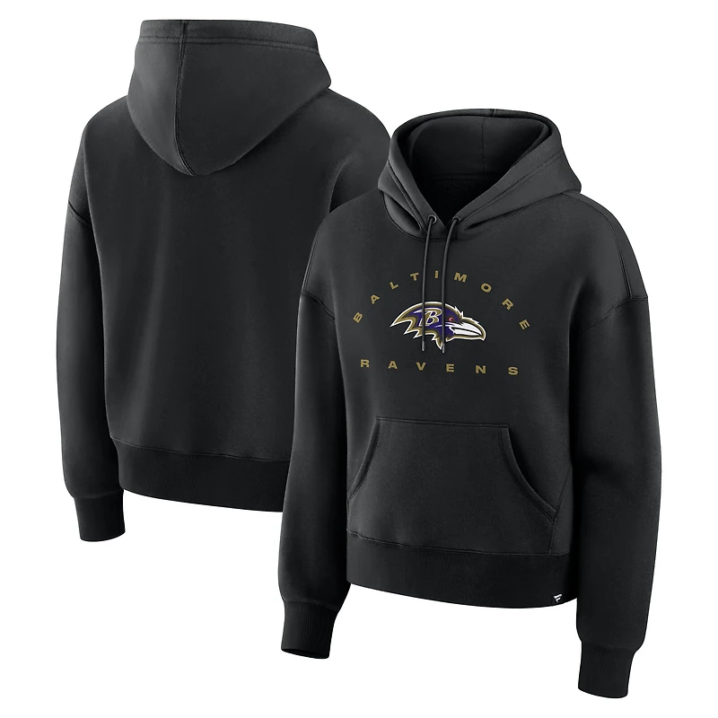 Sweat à capuche noir Fanatics pour femmes, receveur éligible des Ravens de Baltimore