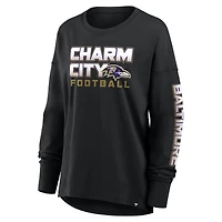 T-shirt à manches longues Fanatics pour femme, noir, motif Hometown Legacy des Baltimore Ravens