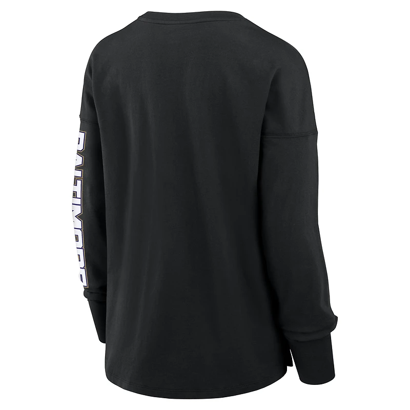 T-shirt à manches longues Fanatics pour femme, noir, motif Hometown Legacy des Baltimore Ravens