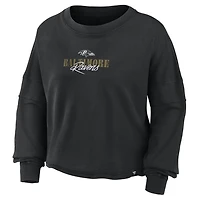 Women's Fanatics Black Baltimore Ravens Oversized Chop Block Boxy Long Sleeve Top