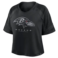 Women's Fanatics Black Baltimore Ravens Oversized Raglan V-Neck Blackout Fashion Jersey
