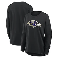 Women's Fanatics Black Baltimore Ravens Relaxed Hip Essential Long Sleeve T-Shirt