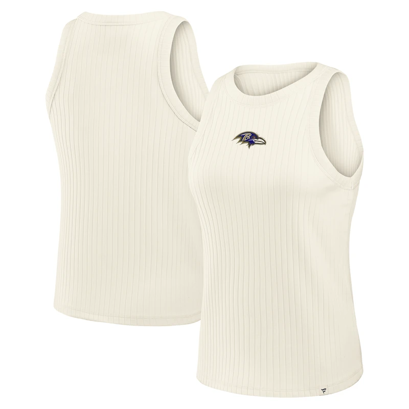 Women's Fanatics Cream Baltimore Ravens Star Play Tri-Blend Ribbed Tank Top