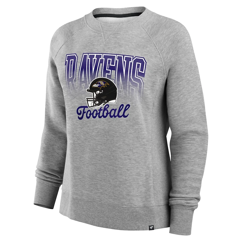 Women's Fanatics Heather Gray Baltimore Ravens Hit Hard Fleece Pullover Sweatshirt