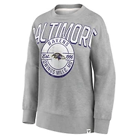 Women's Fanatics Heathered Gray Baltimore Ravens Jump Distribution Tri-Blend Pullover Sweatshirt