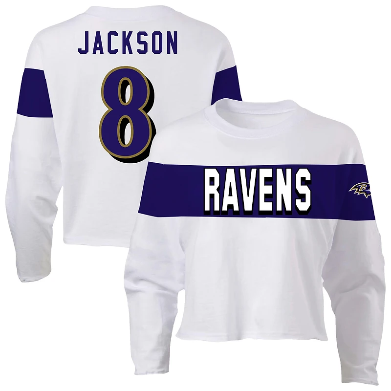 Women's Fanatics Lamar Jackson Ash Baltimore Ravens Plus Name & Number T-Shirt