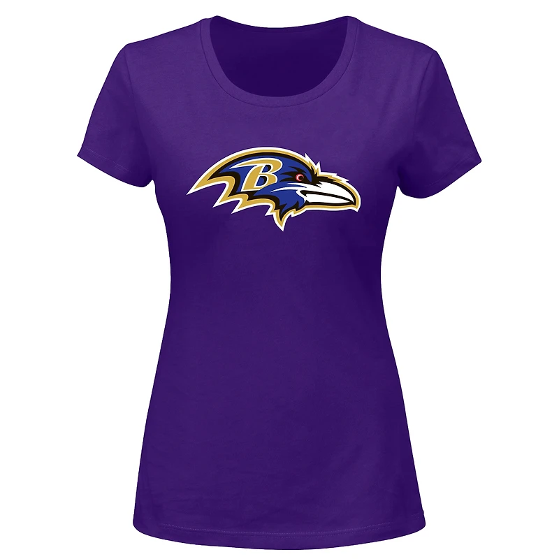 T-shirt à col en V Fanatics Lamar Jackson violet Baltimore Ravens pour femmes, grandes tailles, nom et numéro