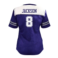 T-shirt à col en V orné de strass, grande taille, Lamar Jackson, blanc, Baltimore Ravens, pour femme (Fanatics)