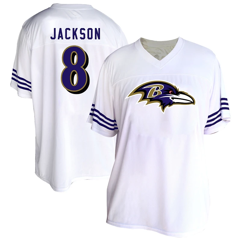 Women's Fanatics Lamar Jackson White Baltimore Ravens Plus Fashion Jersey