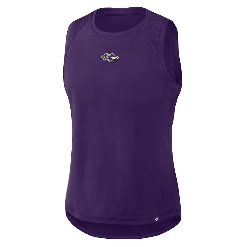 Débardeur de performance Fanatics violet Baltimore Ravens pour femme, dos en maille drapée