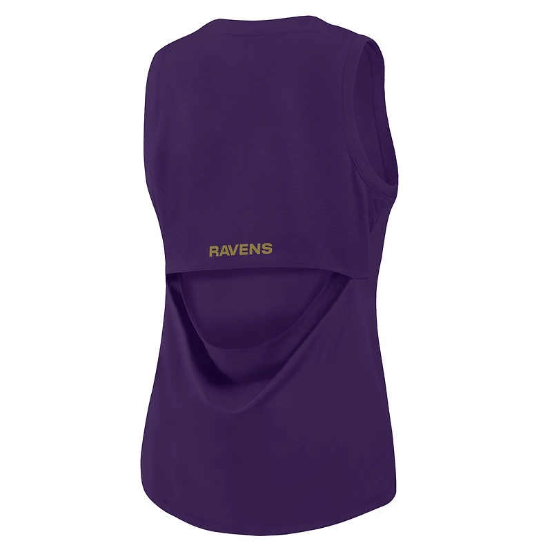 Débardeur de performance Fanatics violet Baltimore Ravens pour femme, dos en maille drapée