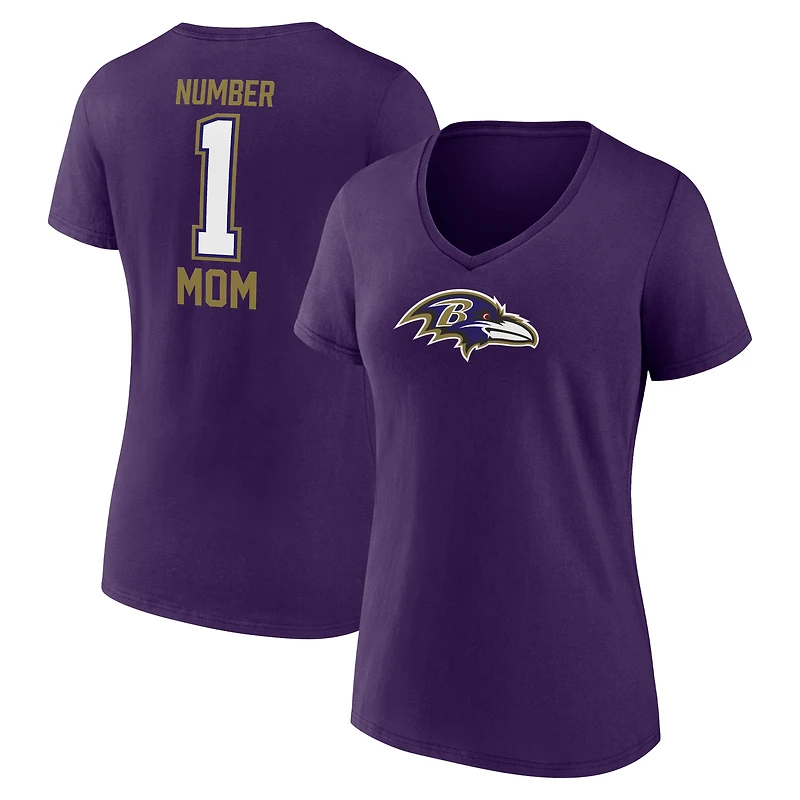 T-shirt violet à col en V pour la fête des mères Ravens de Baltimore Fanatics femmes