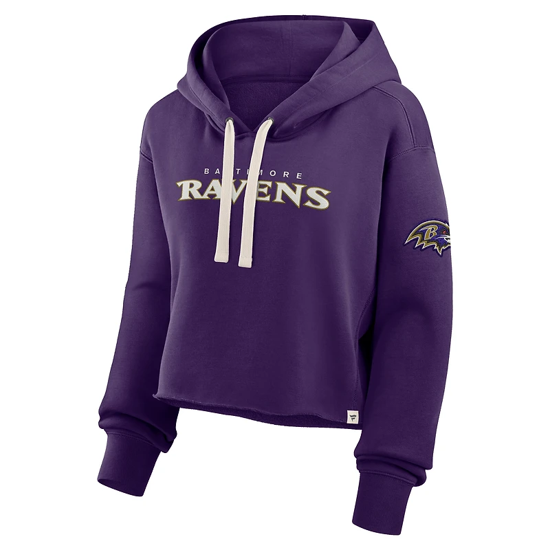 Sweat à capuche court surdimensionné violet Fanatics Baltimore Ravens pour femme