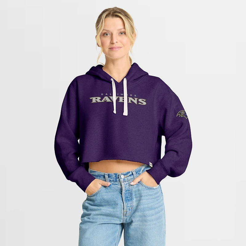 Sweat à capuche court surdimensionné violet Fanatics Baltimore Ravens pour femme