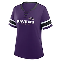 T-shirt à lacets et col en V pour femme Fanatics Purple Baltimore Ravens, grande taille, Red Zone Athena